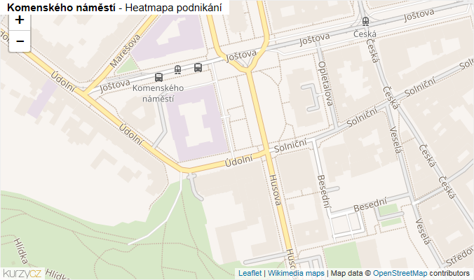Mapa Komenského náměstí - Firmy v ulici.