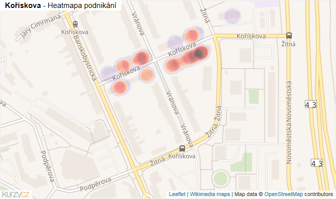 Mapa Kořískova - Firmy v ulici.