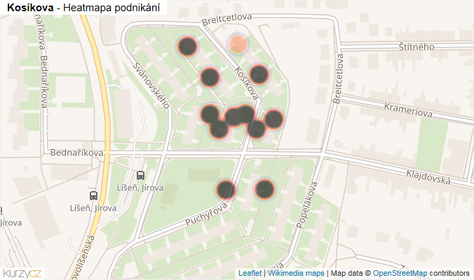 Mapa Kosíkova - Firmy v ulici.