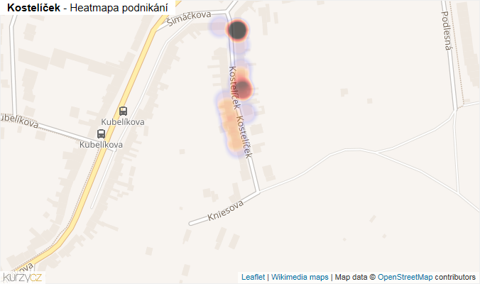 Mapa Kostelíček - Firmy v ulici.