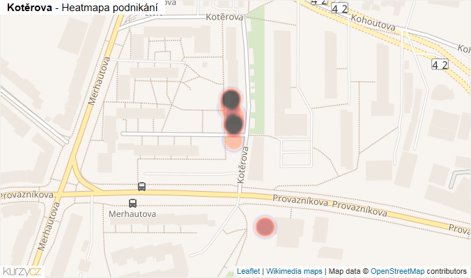 Mapa Kotěrova - Firmy v ulici.