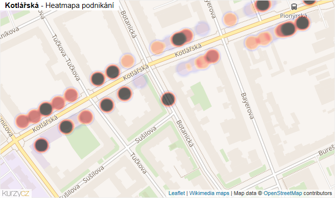 Mapa Kotlářská - Firmy v ulici.