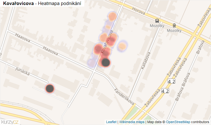 Mapa Kovařovicova - Firmy v ulici.
