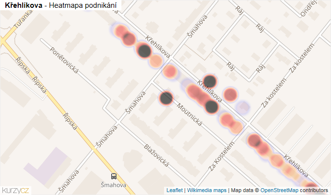 Mapa Křehlíkova - Firmy v ulici.