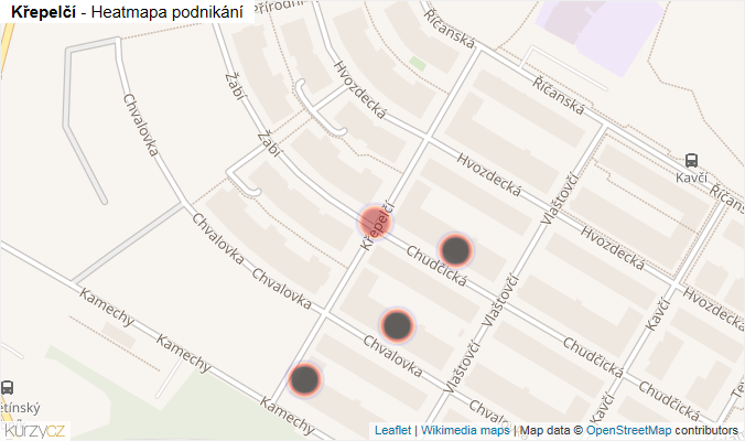 Mapa Křepelčí - Firmy v ulici.
