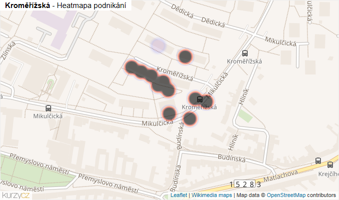 Mapa Kroměřížská - Firmy v ulici.