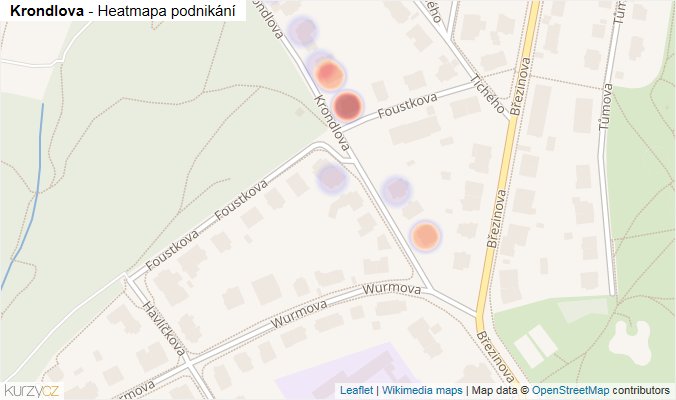Mapa Krondlova - Firmy v ulici.