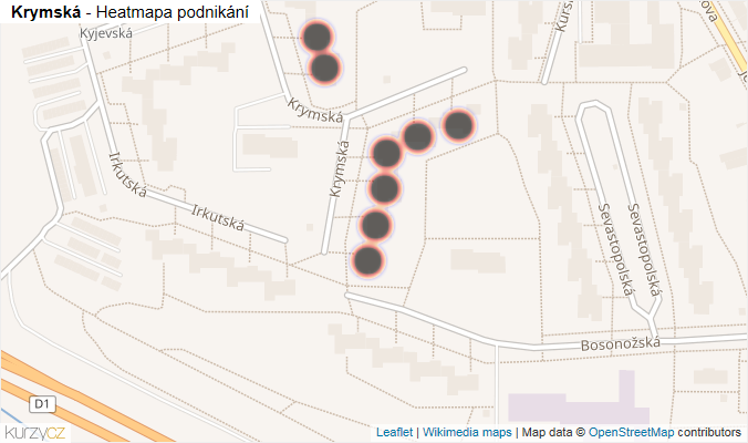 Mapa Krymská - Firmy v ulici.
