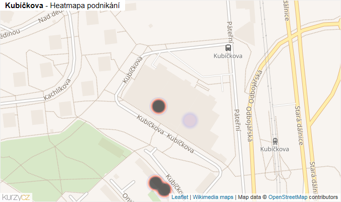 Mapa Kubíčkova - Firmy v ulici.