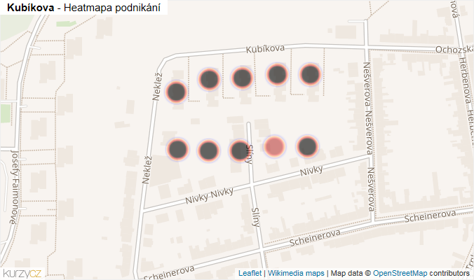 Mapa Kubíkova - Firmy v ulici.