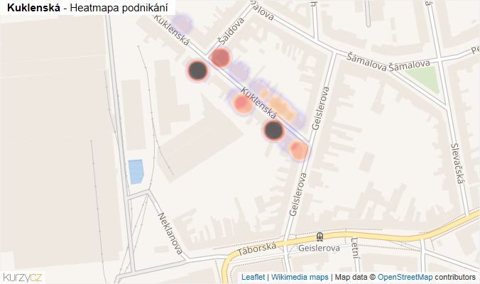 Mapa Kuklenská - Firmy v ulici.