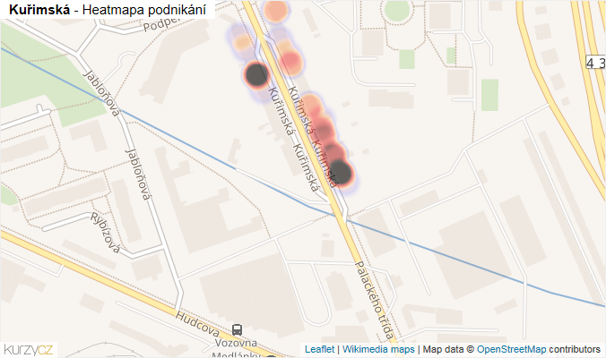 Mapa Kuřimská - Firmy v ulici.