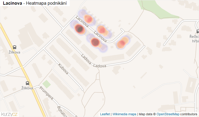 Mapa Lacinova - Firmy v ulici.