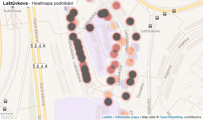 Mapa Laštůvkova - Firmy v ulici.