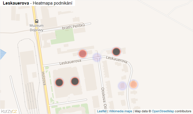 Mapa Leskauerova - Firmy v ulici.