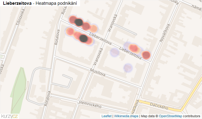 Mapa Lieberzeitova - Firmy v ulici.