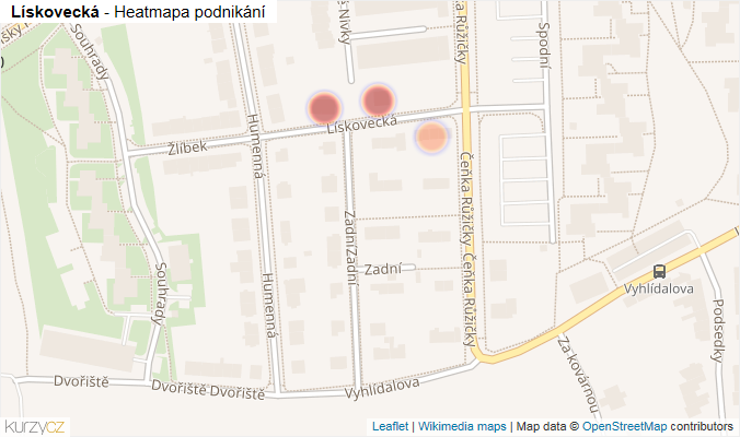 Mapa Lískovecká - Firmy v ulici.