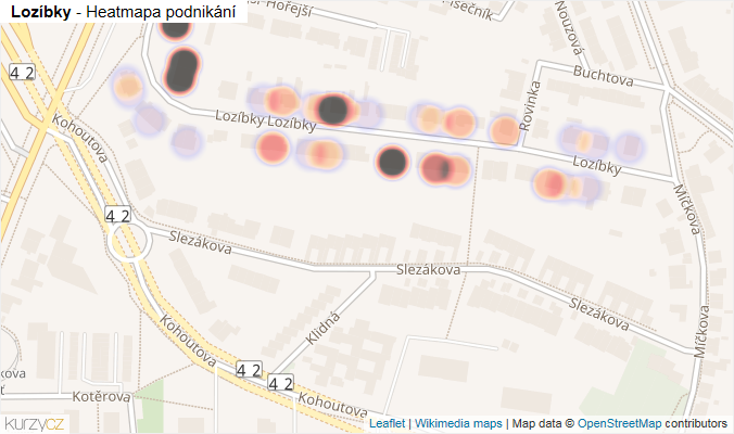 Mapa Lozíbky - Firmy v ulici.