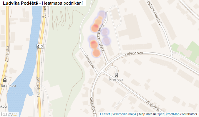 Mapa Ludvíka Podéště - Firmy v ulici.