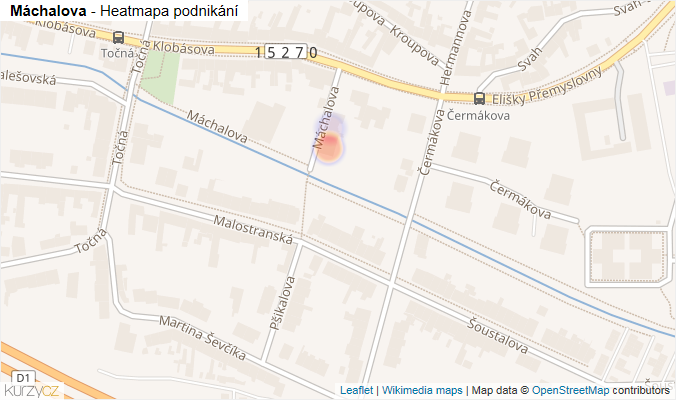 Mapa Máchalova - Firmy v ulici.