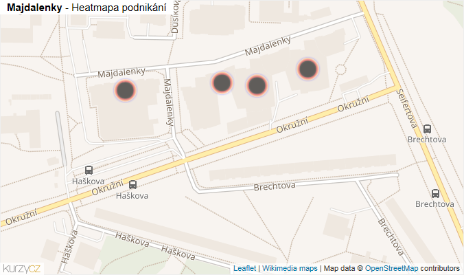 Mapa Majdalenky - Firmy v ulici.