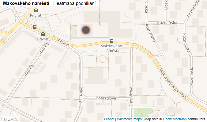 Mapa Makovského náměstí - Firmy v ulici.