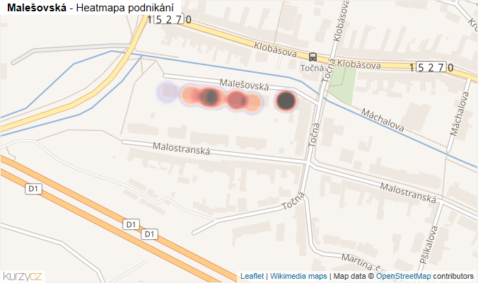 Mapa Malešovská - Firmy v ulici.