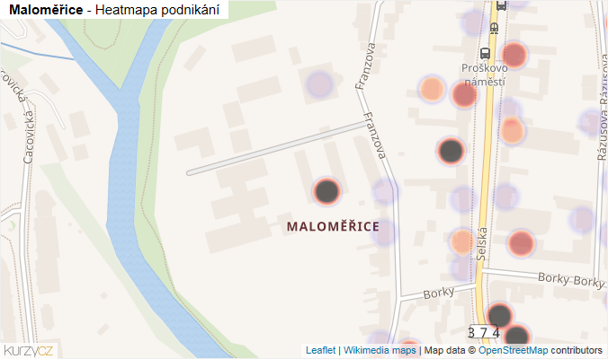 Mapa Maloměřice - Firmy v části obce.