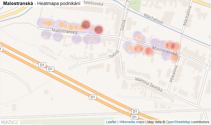 Mapa Malostranská - Firmy v ulici.