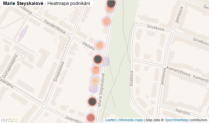 Mapa Marie Steyskalové - Firmy v ulici.