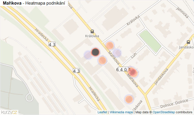 Mapa Maříkova - Firmy v ulici.