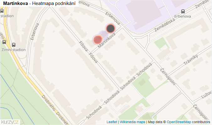 Mapa Martinkova - Firmy v ulici.