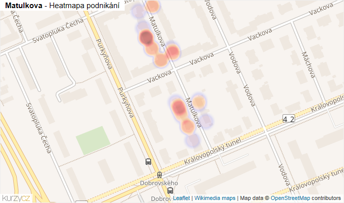 Mapa Matulkova - Firmy v ulici.