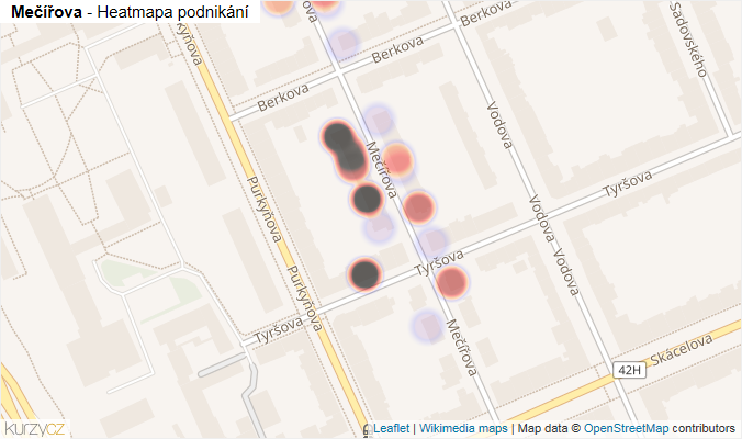 Mapa Mečířova - Firmy v ulici.