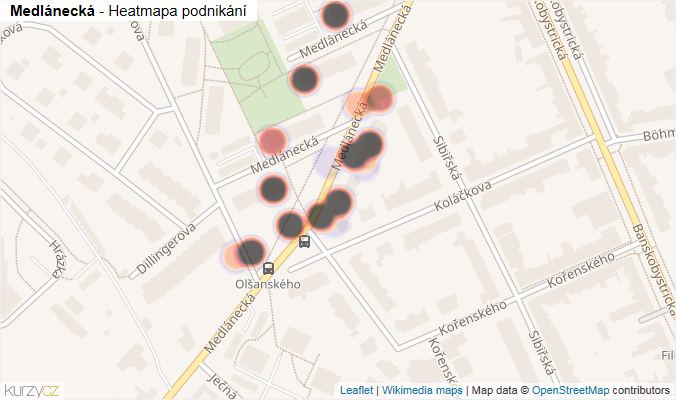 Mapa Medlánecká - Firmy v ulici.