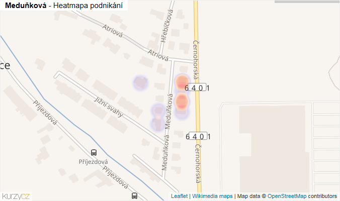Mapa Meduňková - Firmy v ulici.