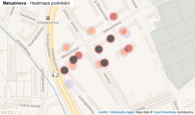 Mapa Meluzínova - Firmy v ulici.