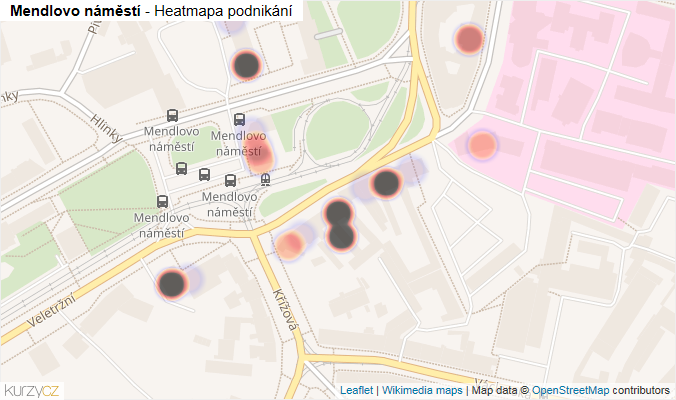 Mapa Mendlovo náměstí - Firmy v ulici.