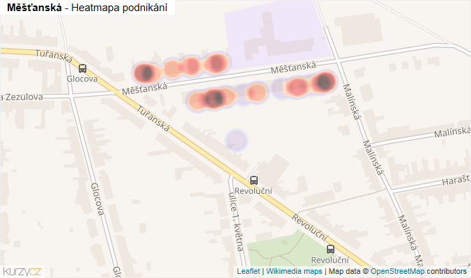 Mapa Měšťanská - Firmy v ulici.