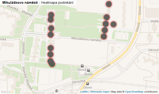 Mapa Mikuláškovo náměstí - Firmy v ulici.