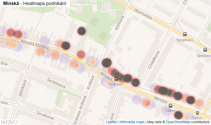 Mapa Minská - Firmy v ulici.