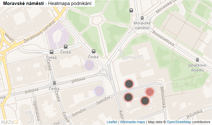 Mapa Moravské náměstí - Firmy v ulici.