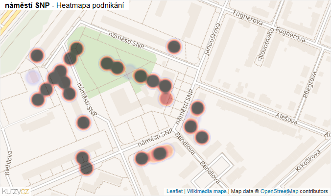 Mapa náměstí SNP - Firmy v ulici.
