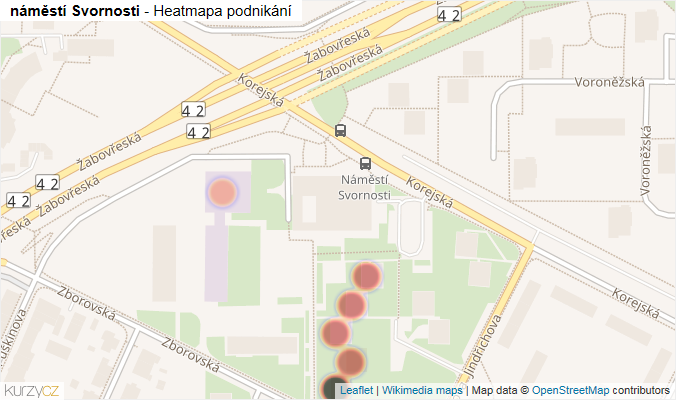 Mapa náměstí Svornosti - Firmy v ulici.