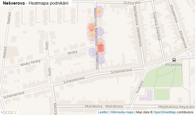 Mapa Nešverova - Firmy v ulici.
