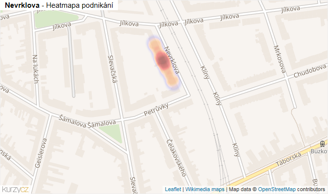 Mapa Nevrklova - Firmy v ulici.