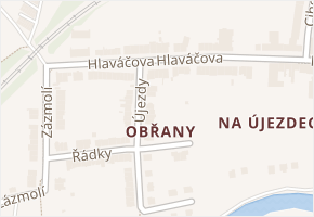 Obřany v obci Brno - mapa části obce