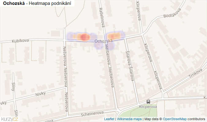 Mapa Ochozská - Firmy v ulici.