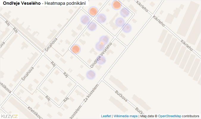 Mapa Ondřeje Veselého - Firmy v ulici.
