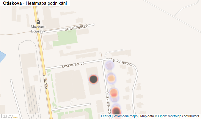 Mapa Otiskova - Firmy v ulici.